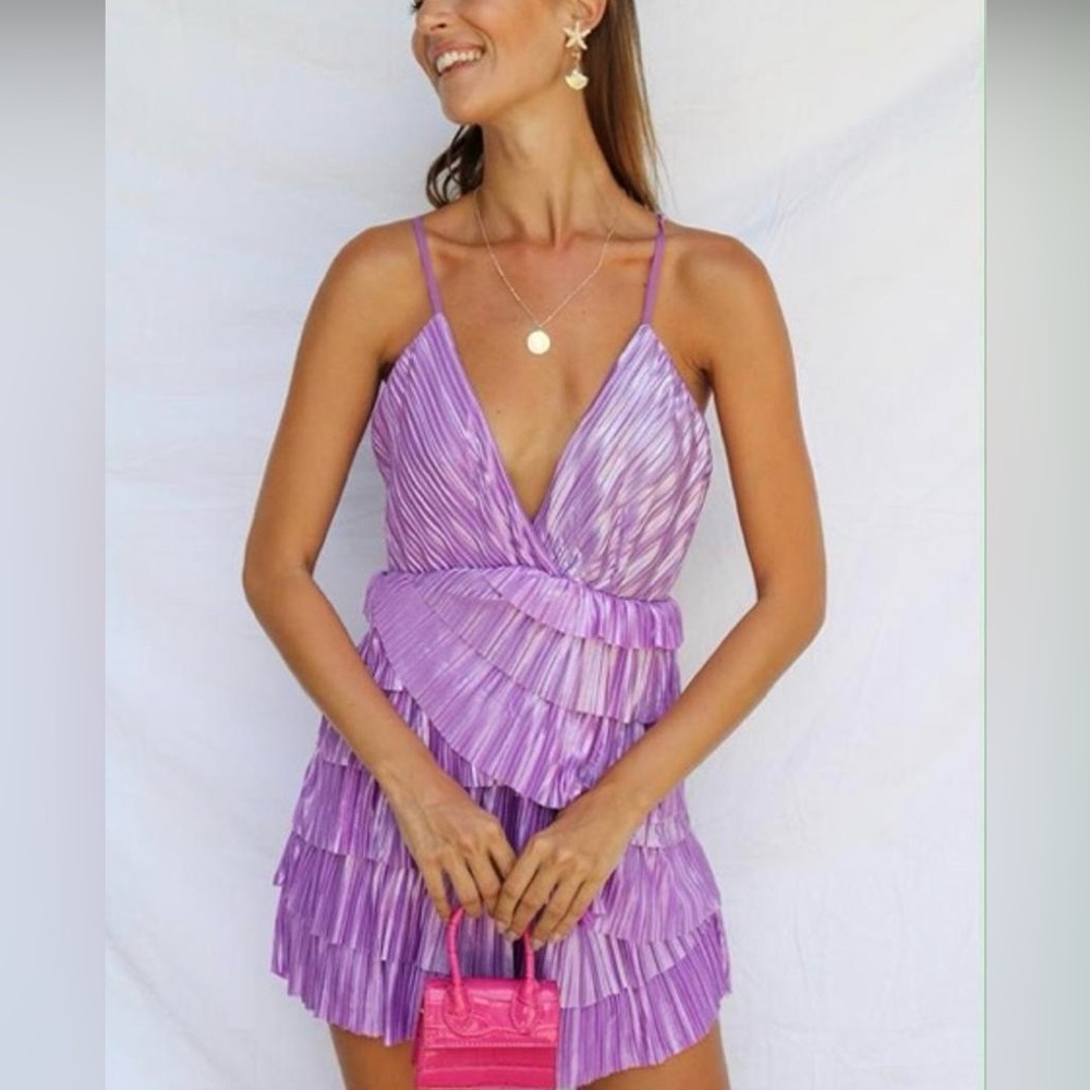 Purple Pleated Dress